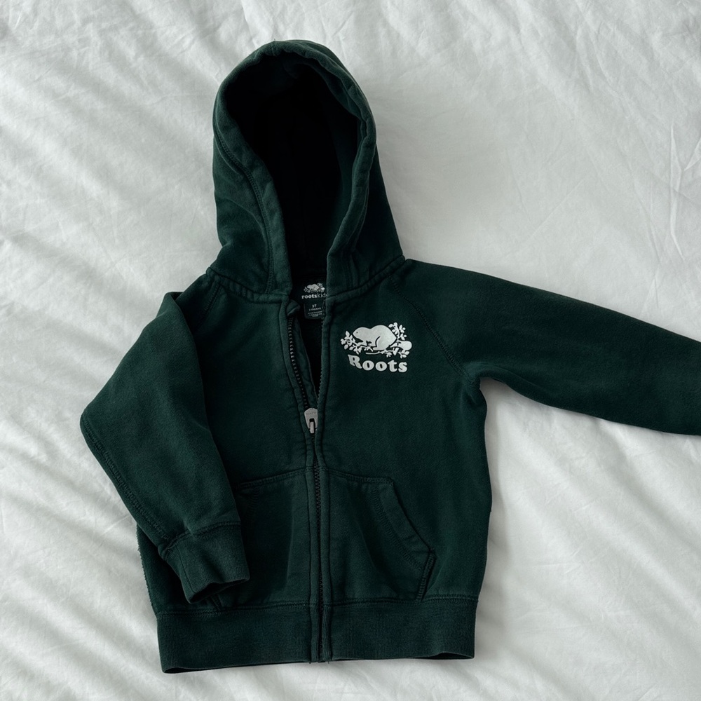 Roots Kids Forest Green Hooded Zip-Up Sweatshirt